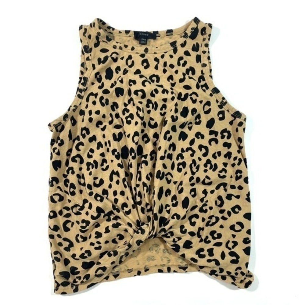 J Crew Slub Twist Front Tank Top Leopard Print Size XXS